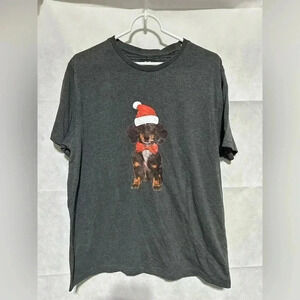 Denim & Flower Ricky Singh Mens Large Tee Holiday Dachshund Puppy Dog Graphic